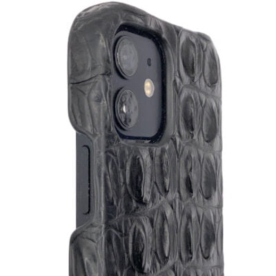 Coque en Crocodile véritable pour iPhone 15, 14, 13, 12, 11, XS, XR, 8, 7, SE