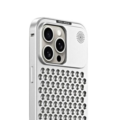 Coque iPhone Nid d'abeille en aluminium version argent